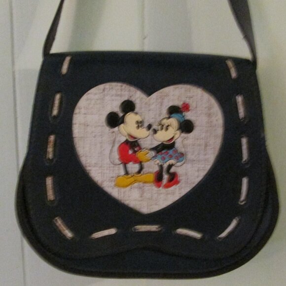 Vintage Walt Disney Productions Mickey & Mini Mouse Faux Leather Purse & Pez - Picture 3 of 10